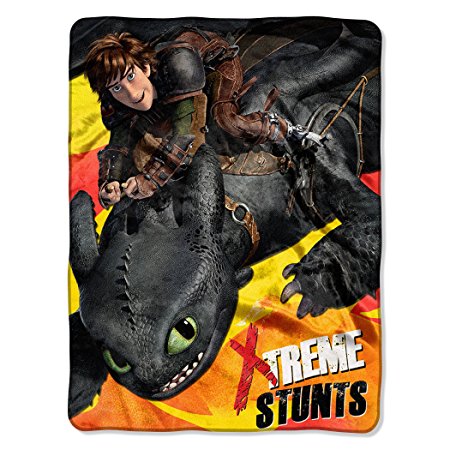 Dreamworks "Dragons-2, Red Flames" Micro Raschel Throw, 46 by 60-Inch