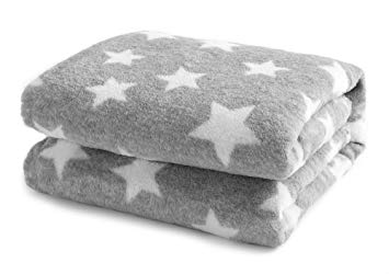 DANGTOP 100% Polyester Flannel Blanket with Star Pattern Super Soft Warm Christmas Throws (Grey,39"x59") for Baby & Toddler