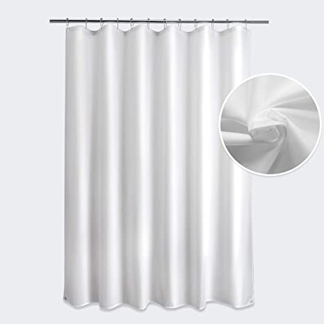 Titanker Fabric Shower Curtain Liner, White Shower Curtain Liner with 2 Magnets, Waterproof Polyester Shower Curtains Bathroom 85GSM Shower Curtain Liners, Machine Washable, 72 x 65 Inches