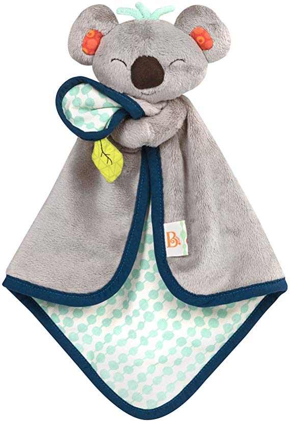B. Toys – B. Snugglies - Fluffy Koko The Koala Security Blanket – Adorable Baby Blankie with Soft Fabric – Bpa Free