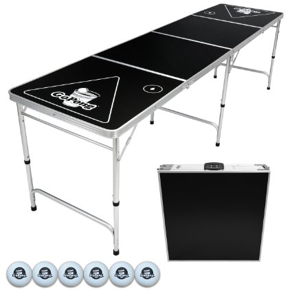 GoPong 8-Foot Portable Beer Pong / Tailgate Tables (Black, Football or American Flag)
