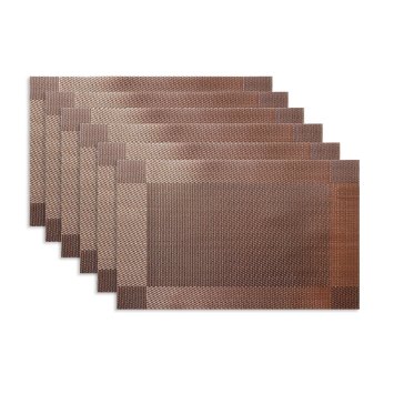 Dadoudou® Washable Placemats,Non-slip Insulation PVC Mats for dining Table set of 6 (Brown)
