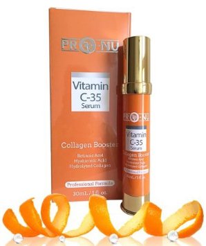 Vitamin C 35 Serum with Hyaluronic Acid and Retinoic Acid -Stimulates Collagen for Anti Aging Repairs Dark Circles Around Eyes and Sun Damage for Skin Face and Neck Fades Age Spots and Wrinkles