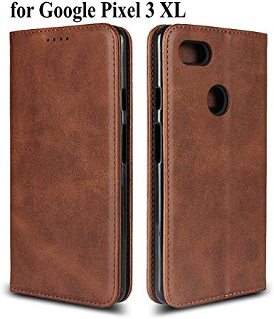 SailorTech Google Pixel 3 XL Case, Color Matching Premium Leather Wallet Flip Cover Case with Kickstand Protective Cover and Multiple Card Slots Protective Cover for Google pixel3xl- (6.3") Dark Brown