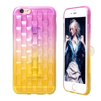 iPhone 6S Case, iPhone 6 Case, AUMI Colorful Clear Fashion Cute Shell Slim Case Translucent Flexible Soft Case Cover with Invisible Kickstand for Apple iPhone 6/6S 4.7 inch(Purple-Yellow)