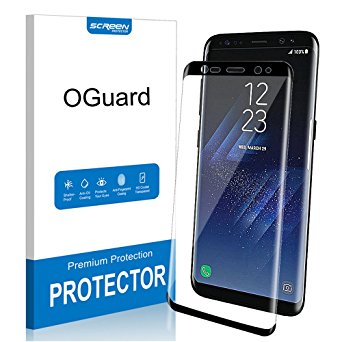 OGuard PREMIUM Scratch-Prevention 100% Full Coverage Anti-Bubble Strengthened Clear FILM Screen Protector for Samsung Galaxy S8 [DRY APPLICATION][Case Friendly]