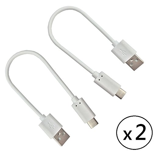 2-Pack 8 inch USB Type C (USB-C) to USB 2.0 Type A Charging and Sync Cable for Google Pixel, Pixel XL, Moto Z, Nexus 5X, 6P, LG V20, G5, HTC 10, Nextbit Robin and Type-C Phone (2x White-0.2M)