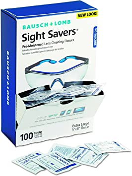 Bausch & Lomb BAL8574GM Pre-Moistened Lens Cleaning Tissues, Box of 100 - Packaging May Vary, Multi