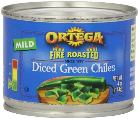 Ortega Diced Green Chiles, Mild, Diced, 4 oz