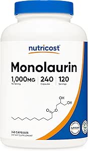 Nutricost Monolaurin 1000 mg (120 Servings, 240 Capsules) - Gluten-Free, Non GMO, Vegan