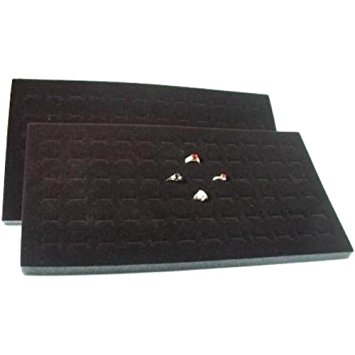 1 X 2 72 Slot Black Jewelry Travel Ring Inserts Display Pads by FindingKing