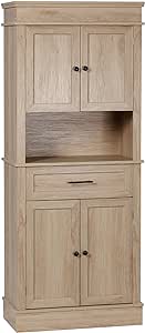 HOMCOM Buffet de Cuisine Armoire de Cuisine Multi-rangements 2 placards 2 Portes tiroir Niche MDF Panneaux Particules E1 chêne Clair