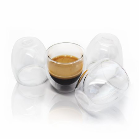 Cutehom Espresso Coffee Cups - Set of 4 Double Wall Shot Glasses