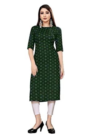 Royal Export Women's Printed Straight Viscose Kurti with Caft Length & Elbow Length Sleeves