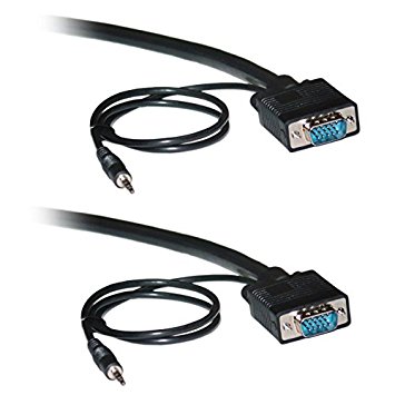 C&E 1 Pack, 15 Feet, Shielded SVGA Cable with 3.5mm Audio, HD15 Male to Male, Black, CNE502465