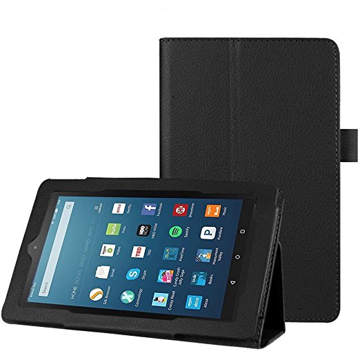 MENZO Case for All-New Amazon Fire HD 8 (2016 6th Generation) - Super Lightweight Ultra Slim Folding Stand Cover for Fire HD 8 Tablet (2016 6th Gen Only) - Black