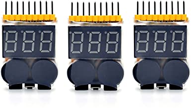 Readytosky RC Lipo Battery Voltage Checker Warning Buzzer Alarm Precision 1S-8S Battery Low Voltage Tester Monitor with LED Indicator(3PCS)