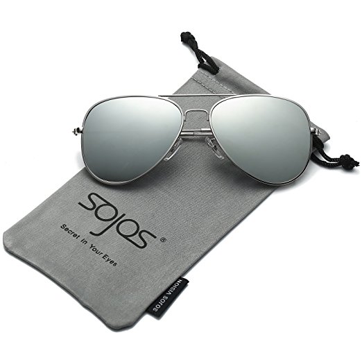 SojoS Classic Full Mirror Lens Metal Frame Aviator Polarized Sunglasses SJ1054