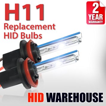 HID-Warehouse® HID Xenon Replacement Bulbs - H11 6000K - Light Blue (1 Pair) - 2 Year Warranty