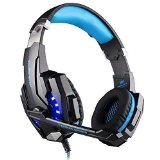 Gaming Headset KOTION EACH G9000 PC Gaming Over-ear Headphones 35mm Stereo Jack with Microphone LED Light and Headset Splitter Adapter for PS4TabletLaptopCell Phone - BlackampBlue