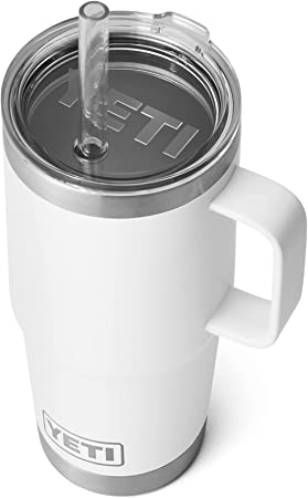 YETI Rambler 25 oz Straw Mug, Vacuum Insulated, Stainless Steel, White