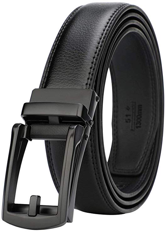 Dante men's Ratchet Click Slide Dress Belt with Genuine Leather,Trim to Fit