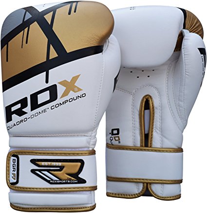 RDX Maya Hide Leather Boxing Gloves Gel Sparring Glove Punching Bag Mitts Training Muay Thai F7