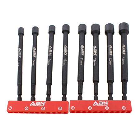 ABN Magnetic Driver Impact Driver Bit Set Socket Set 8pc 7-14mm Metric Nut Driver Set Magnet Driver Impact Driver Set