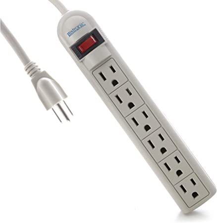 6-Outlet Power Strip Surge Protector with 12-Foot Power Extension Cord 90 Joules (Beige)