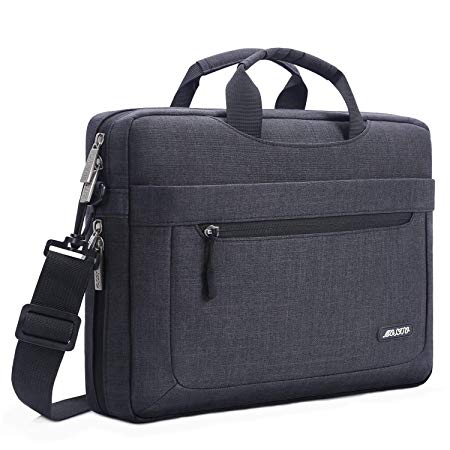 Mosiso Messenger Laptop Shoulder Bag for 17-17.3 inch MacBook/Notebook / Netbook/Chromebook / Tablet, Polyester Messenger Briefcase Sleeve Case Cover with Adjustable Depth at Bottom, Black