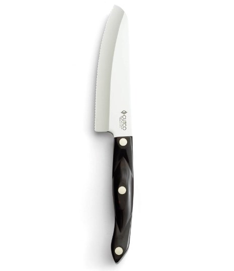 CUTCO Model 3738 Hardy Slicer.....6.3" High-Carbon Stainless Double-D® serrated blade.........5.7" Classic Brown handle (sometimes called black)........In factory-sealed plastic bag.