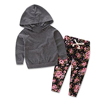 TIFENNY Baby Kids Long Sleeve Floral Print Tracksuit Top  Pants Sets
