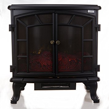 Della 1500W Retro-Style Floor Freestanding Vintage Electric Stove Heater Fireplace w/ Remote