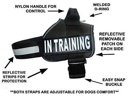 Service Dog Harness Vest Cool Comfort Nylon for Dogs Small Medium Large Girth, Purchase Comes with 2 in Training Reflective Patches. Please Measure Dog Before Ordering