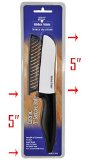 Ceramic Santoku Knife - 5 Blade - Long Lasting Sharp Edge - Durable Build- Ergonomic Gripped Handle - Beautiful Black Handle and White Blade