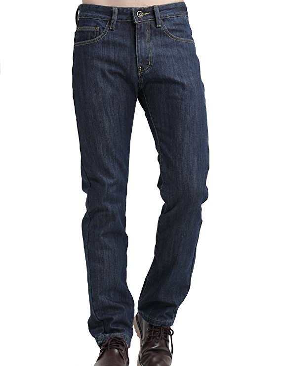 SSLR Men's Straight Fit Flannel Lined Denim Jeans