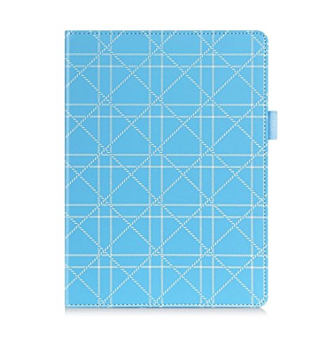 [Luxurious Protection] iPad Air 2 Case, FYY Premium Leather Case Smart Auto Wake/Sleep Cover with Velcro Hand Strap, Card Slots, Pocket for iPad Air 2 Cyan Pattern