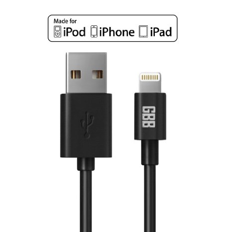 [Apple MFi Certified] 3Ft/0.9M Lightning to USB Cable For iPhone 6/6s Plus,5/5s/5c/SE, iPad 4th Gen iPad Air MINI,Speed Sync & Charging Cable/Adapter (Black)-By GBB