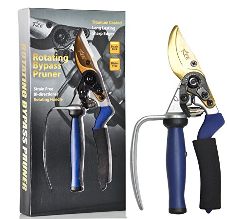 ACE Pruning Shears -Rotating Bypass Titanium Coated Garden Pruners, Secateurs, Scissors With Heavy Duty SK5 Blade. Soft Grip Handle for Everyone. Cushion Grip For Extraordinary Comfort