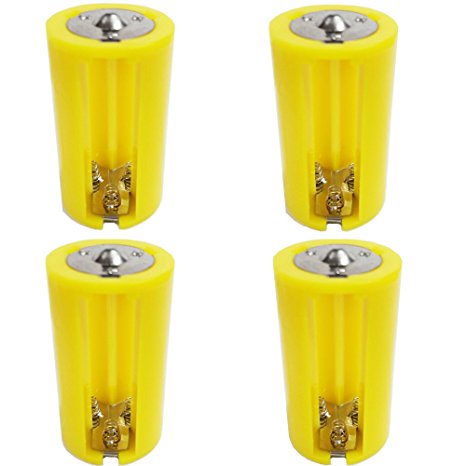 Whizzotech 4pcs Parallel AA Battery Adapters Holder 1.5V Output Case Box 3 AA To 1 D Converter (Yellow)