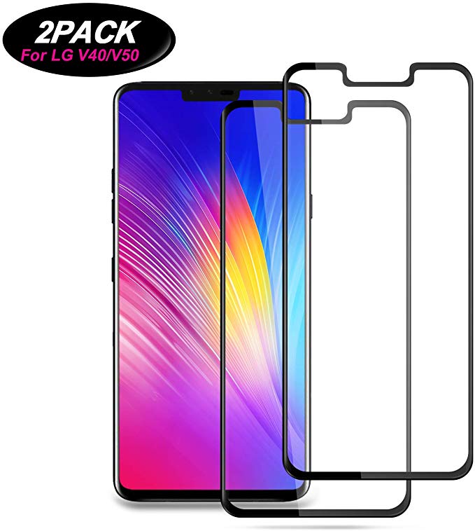 JAMONT [2 Pack] LG V40 ThinQ/LG V50 ThinQ Screen Protector, Full Coverage Premium Tempered Glass, HD Clarity, Case Friendly, 3D Touch Accuracy Anti Bubble Film for LG V40 ThinQ/LG V50 ThinQ