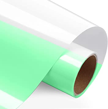 10 Inch x 5 Feet Glossy Adhesive Craft HTV Glow in Dark Vinyl for T-Shirts, Hats, Clothing, Iron on HTV Compatible with Cricut, Cameo, Heat Press Machines, Sublimation (Green)