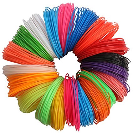 Manve 20pc Different colors 1.75mm PLA（EPC material）3D Pen Filament Refills, 21 Feet Per Colour, 6 Glow In The Dark Colors, includ in the colored paper film
