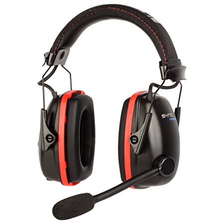 Honeywell RWS-53016 Sync Wireless Earmuff with Bluetooth 4.1, Black with Red Accents