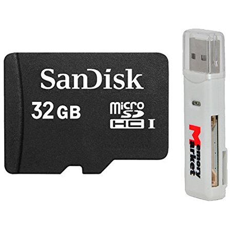 SanDisk 32GB MicroSD HC UHS-1 TF Flash Memory Card SDSDQAB-032G with USB 2.0 MemoryMarket dual slot MicroSD & SD Memory Card Reader