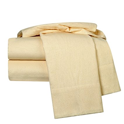 Clara Clark 100-Percent Egyptian Cotton Flannel 4-Piece Bed Sheet Set, Queen, Cream Beige