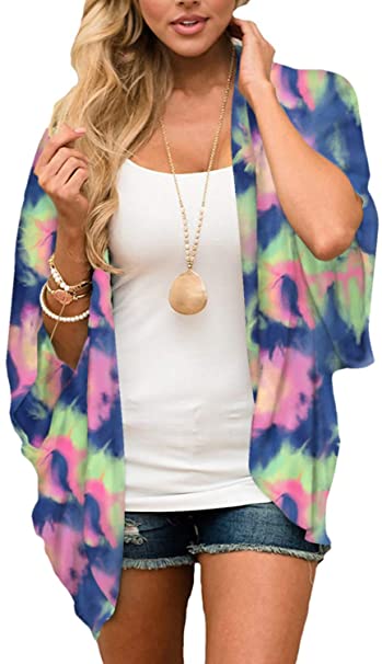 BB&KK Women's Summer Chiffon Kimono Cardigans Beach Open Front Cover Ups Tops