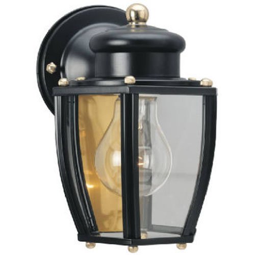 Westinghouse 6696100 One-Light Exterior Wall Lantern, Matte Black Finish on Steel with Clear Curved Glass Panels
