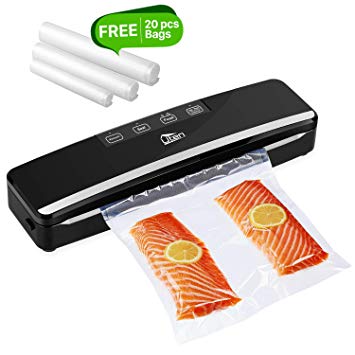 Uten Vacuum Sealer Machine, Automatic Food Sealer for Preservation with Air Suction Hose, Compact Design, Dry Moist Food Modes, Safety Certified, Led Indicator Lights - Black