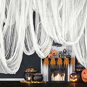 600" x 85" Halloween Creepy Cloth - Black Halloween Spooky Fabric Cloth - Large Creepy Spooky Halloween Decorations for Haunted House Window Backdrops Garden Halloween Party Yard Wall Doorway